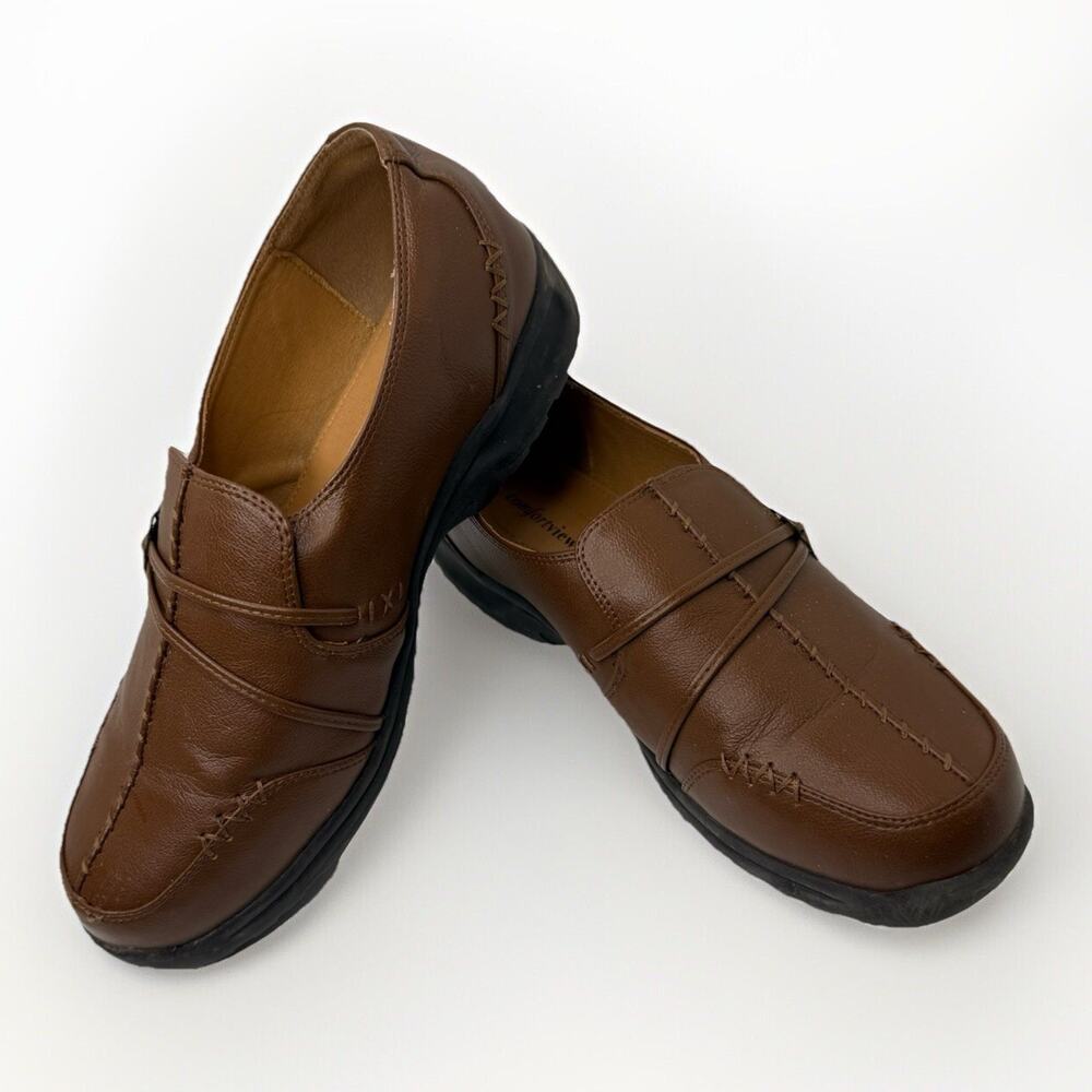 Comfortview Natalia Brown Slip-On Loafers Size 10.5 WW Wide Comfort Casual Shoes